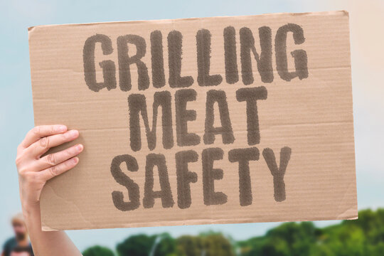 "Grilling Meat Safety" Barbecue cooking precautions. BARBECUE. COOKING. PRECAUTIONS. MEAT. SAFETY.