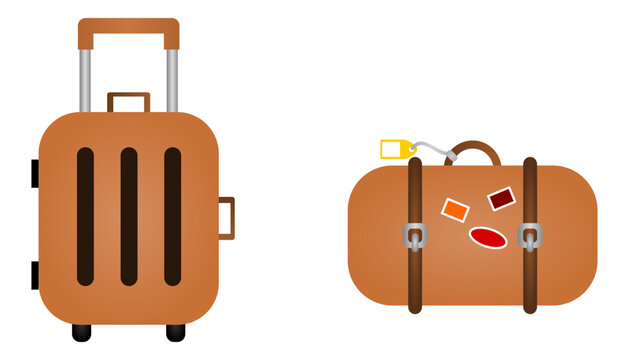 Icono de maleta de viajes. Ilustraci&oacute;n de dos modelos de maleta de viajes en color. Vector para sitio web, app, viajes, folleto, y otros.