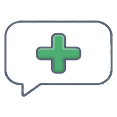 Obraz premium Medical support chat icon with green cross inside speech bubble representing healthcare consultation online doctor assistance pharmacy help and medical advice through messaging services