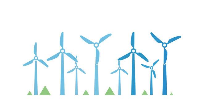 Wind turbines icon set