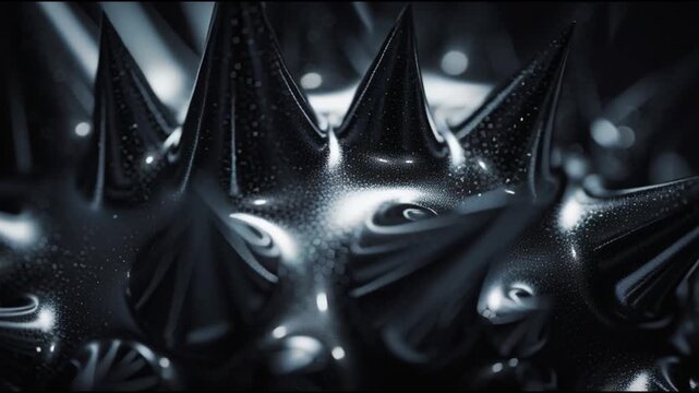 Futuristic Nanotechnology Concept
High-quality macro footage of a dark magnetic liquid (ferrofluid) forming sharp, symmetrical spikes and cones. 