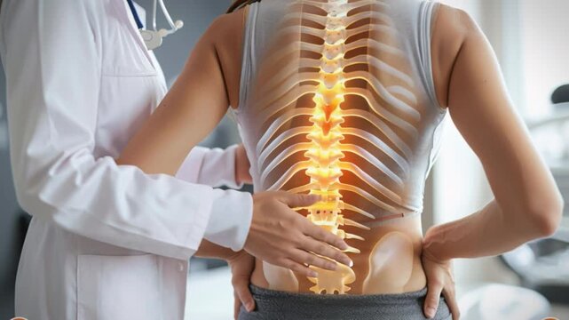 Medical physician conducts thorough spinal examination on patient during consultation brightly lit clinic, ensuring attentive care highlighting significance spinal health in overall medical well-being