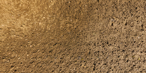 top view of textured plowed cultivated field