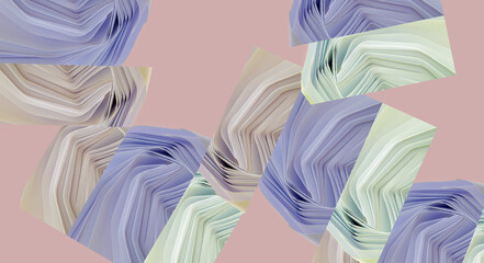 Abstract artistic background. Geometric shapes, paper abstractions, pastel colors. Combination of repeating details. Fabric pattern, modern design, light, gentle wallpaper