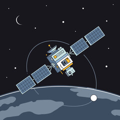 Satellite orbiting Earth, space exploration, technology, science, astronomy, communication, navigation