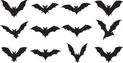 Fototapeta premium A collection of various bat silhouettes in different poses and orientations