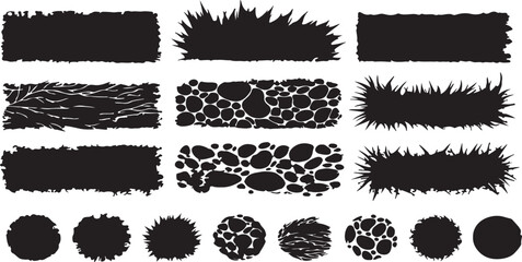 set of black ink splashes or brushes
