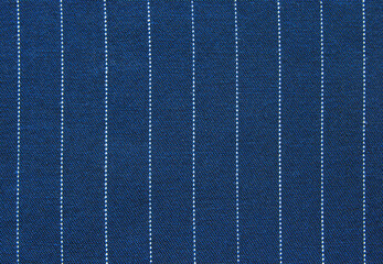 Blue fine white stripe fabric texture as background