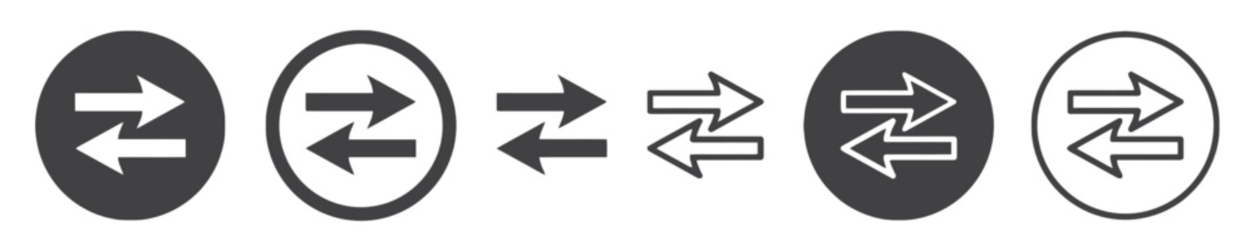 Arrows icons set for exchange, transfer, and bidirectional movement