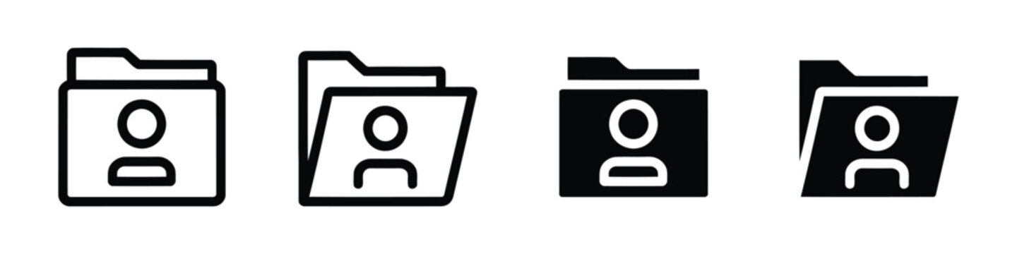 User folder and personal profile directory icon vector. Data management symbol for account storage, private records, and digital documentation set. Vector illustration
