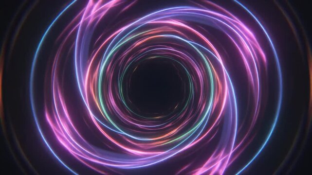 Circular energy wave expanding continuously plasma shimmer vibrant color tones seamless futuristic cinematic surreal ethereal ambience cascading softly glowing abstract unique style