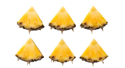 Naklejka premium Six yellow triangular objects isolated on transparent background