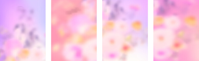 Obraz premium Floral spring gradient background set with soft tones. Abstract blurred leaf inspired cover collection featuring gentle gradient mesh illustrations.