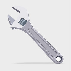 Obraz premium Vector illustration of a classic adjustable wrench for various mechanical tasks