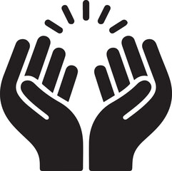 Obraz premium Pray icon set. Folded hands symbol. Simple line design.