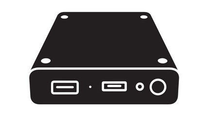 Obraz premium A minimalist black and white icon design of a power bank mobile charging 