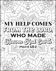 Bible Verse Coloring Page for Adults. Bible Quote Mandala Coloring Page