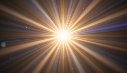 Obraz premium Vibrant golden light explosion in space with radiant beams