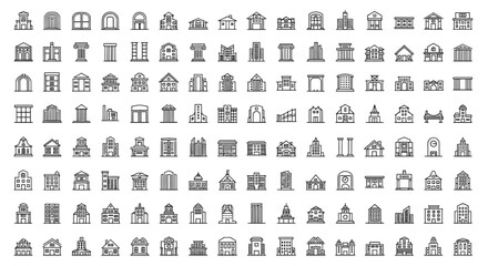Fototapeta premium Architecture Line Art Icon Sheets for Construction and Real Estate Vector Design