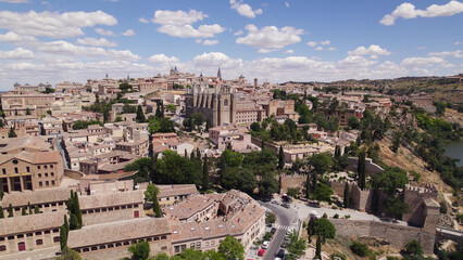 Obraz premium Scenic Drone View of Toledo and Monastery of San Juan de los Reyes, Spain