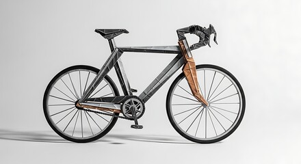 Fototapeta premium A sleek and modern road bike with metallic frame and copper accents shown on white background