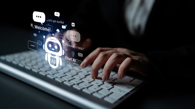 Welcome message introduces chat AI assistant for instant help. Chat AI supports questions and tasks, and chat AI improves service with friendly NLP chatbot onboarding. Corpus