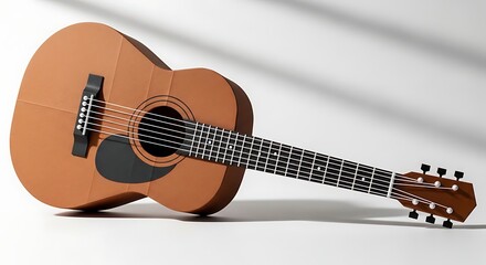 Fototapeta premium cardboard acoustic guitar with six strings and brown color musical instrument
