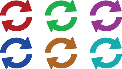 A set of colorful circular arrow icons on a white background