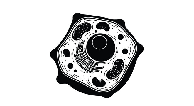 Detailed black and white illustration of a paramecium cell structure with internal organelles