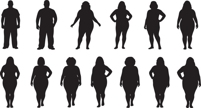 Silhouettes of diverse body types showcasing different postures and shapes
