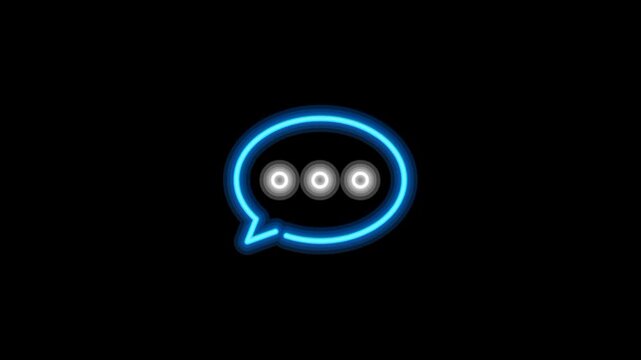 Comment icon animation. Chat message neon glowing button