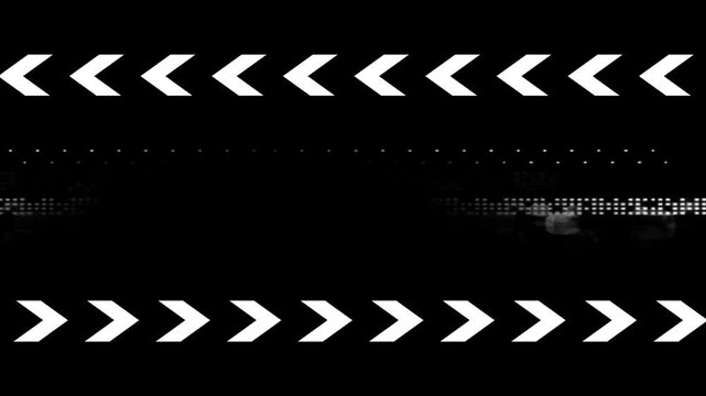 Smooth Black And White Gradient Halftone Dotted Background. Abstract Blue Dotted Arrow Geometric Tech Background. Seamless Looping Motion Design
