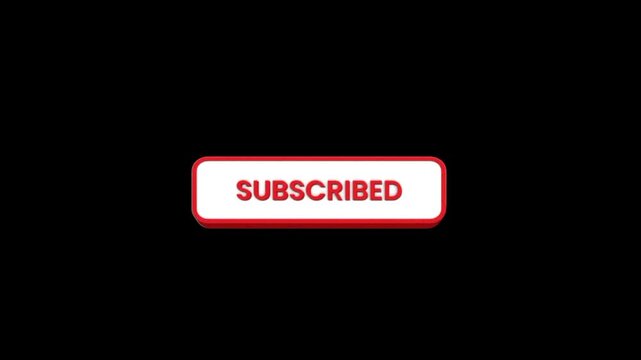 Subscribe 3d icon for social media. Red button with hand cursor for subscription animation