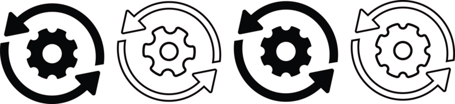 Settings gear icon with circular arrows indicating process or configuration