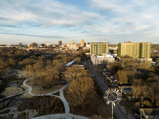  Dix Park Gipson Play Plaza with the downtown Raleigh skyline in the distance