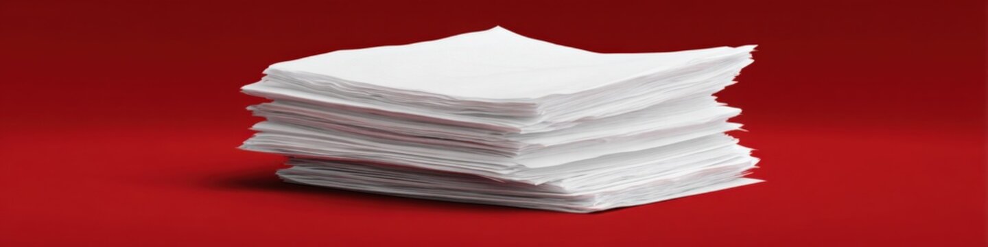 Stack of white paper napkins on bold red background