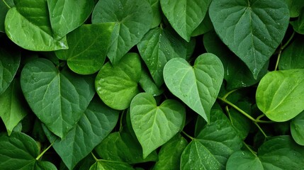 High-resolution studio photo background of Houttuynia cordata leaves
