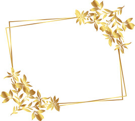 Obraz premium frame with leaves gold border Golden Border Warm Color Frame