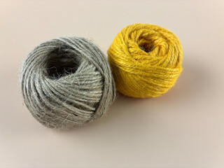 Natural Fiber Twine in Yellow and Gray for DIY Crafts, Wrapping and Handmade Projects 