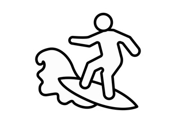 Fototapeta premium Icono de surfista sobre una tabla montando una ola