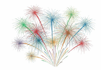 A vibrant burst of colorful fireworks illuminating the night sky, creating a spectacular festive display of light and celebration