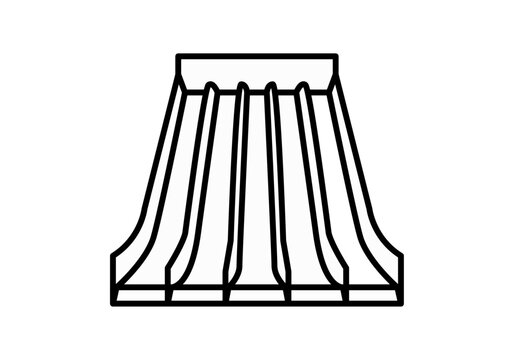 Icono lineal de un tobog&aacute;n acu&aacute;tico con m&uacute;ltiples carriles de descenso para parque de atracciones