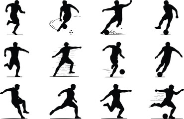 Male Athlete Kicking Soccer Ball Icon Vector Soccer Player Action Icon Sports Silhouette