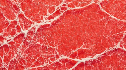 Microscopic view of red organic texture with white neural network pattern