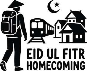 Naklejka premium Eid ul-Fitr homecoming mudik journey vector illustration