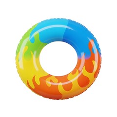 Colorful Flame Pattern Inflatable Swim Ring for Kids isolated on white background