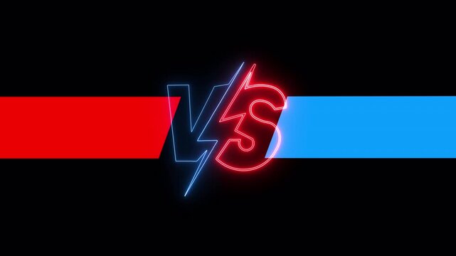 VS versus neon animation versus vs bars neon on black background,  VS versus bars neon animation, neon versus for sports and fight competition, game animation in 4k.