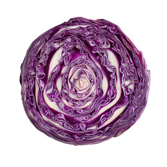 Obraz premium Perfectly Sliced Red Cabbage Showing Intricate Natural Patterns Close Up