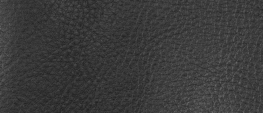 Texture background of black genuine leather. Background for banner template page design or wallpaper