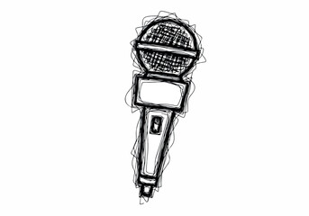 A hand-drawn sketch of a microphone, representing performance, music, and communication, perfect for creative projects